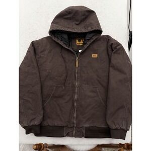 Wells Lamont Duck Canvas Hooded Work Jacket Mens XL Brown Carhartt Style